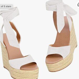 Womens Lace up Espadrilles Platform Wedges